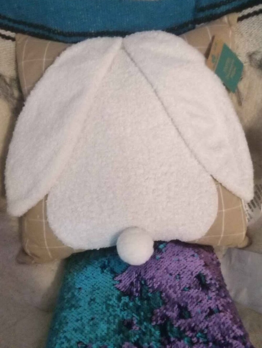 Plush White Bunny Ear Accent Pillow Easter